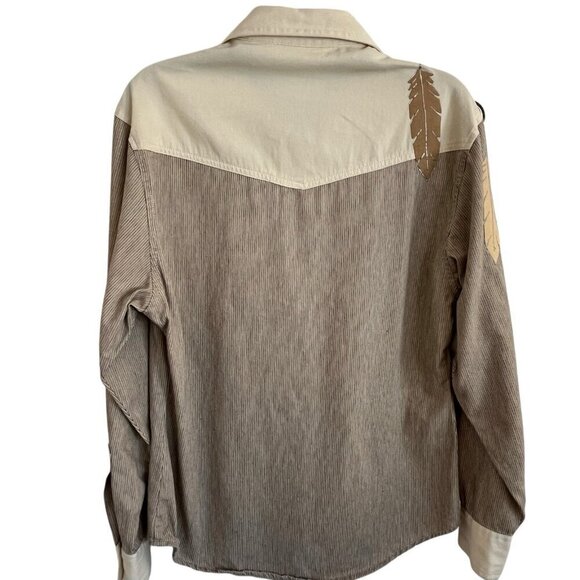 Vtg 80s Womens Wrangler Western Shirt M Native American Concho Feathers Cowgirl - Picture 3 of 15